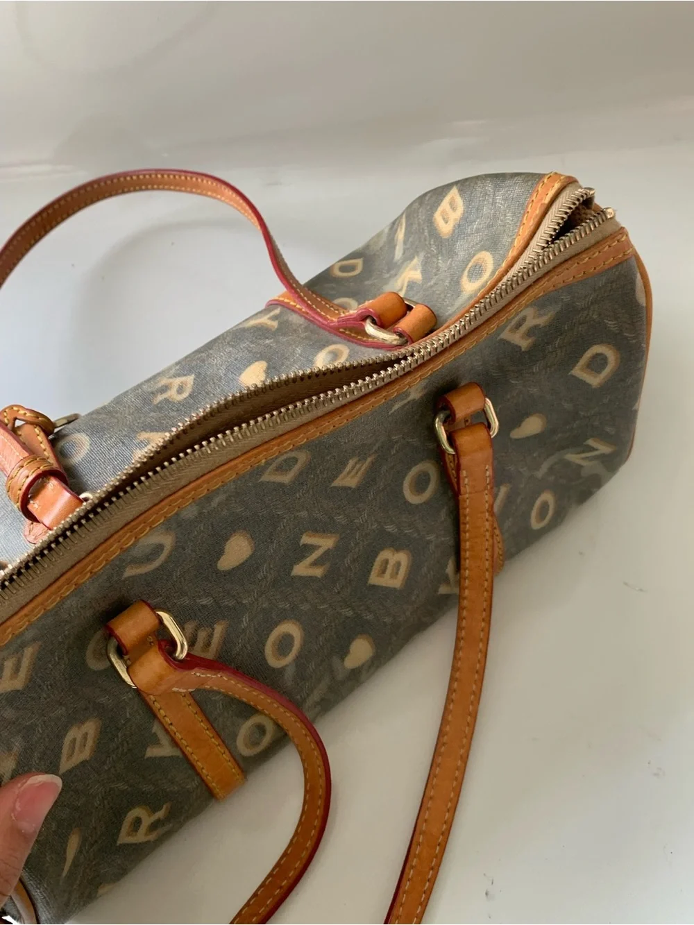 Dooney & Bourke Brown Logo Crossbody with Tan Trim